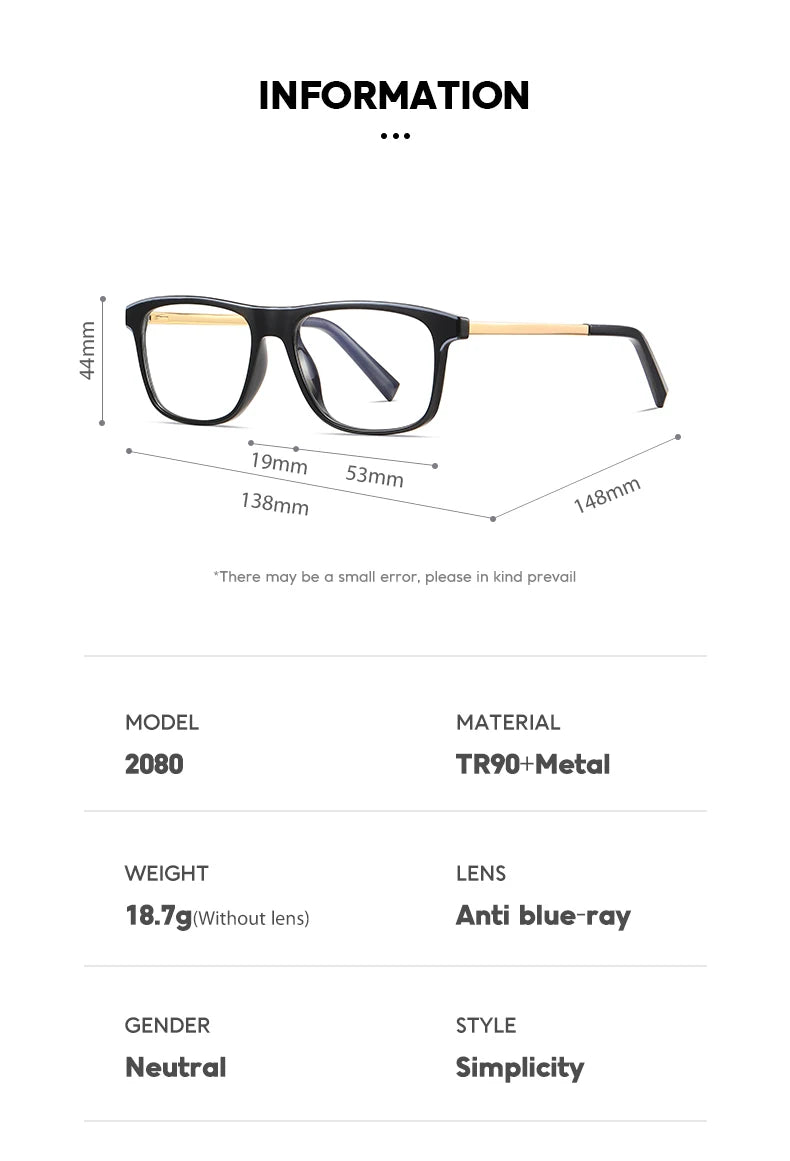 نظارات مستطيلة الشكل بتصميم كلاسيكي وأذرع زنبركية