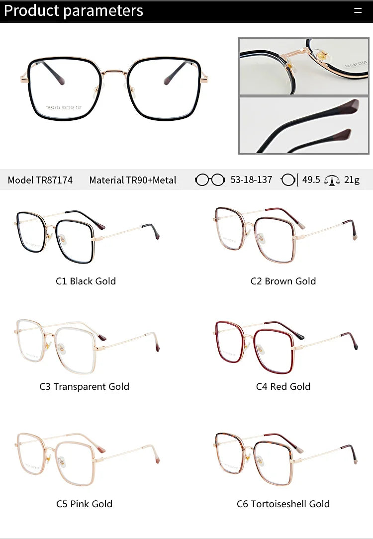 نظارات متعددة الأضلاع متدرجة اللون حساسة للضوء الأزرق