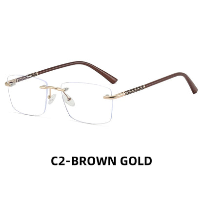 نظارات واقية من الضوء الأزرق مستطيلة الشكل بدون إطار معدني