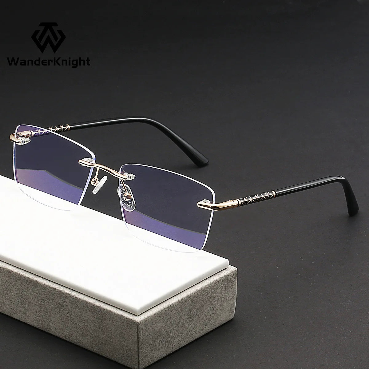 نظارات واقية من الضوء الأزرق مستطيلة الشكل بدون إطار معدني