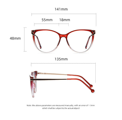 نظارات واقية من الضوء الأزرق على شكل فراشة مربعة