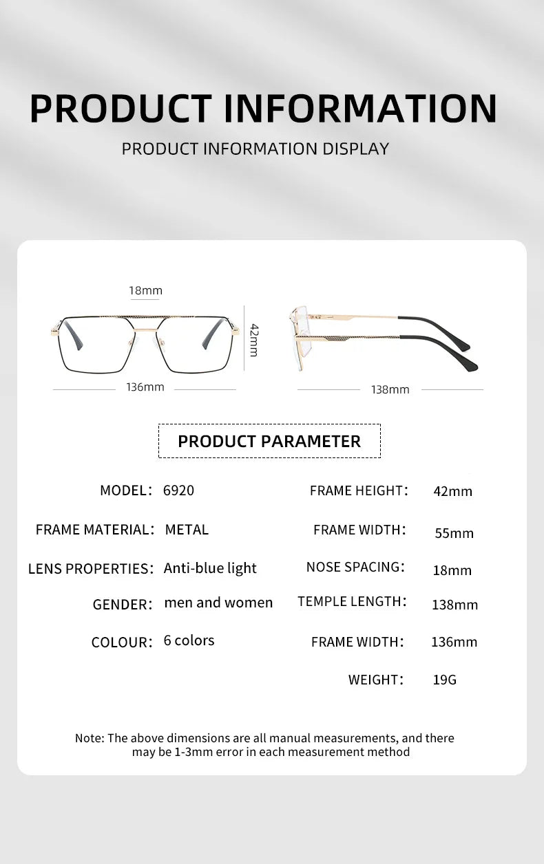 نظارات طيار معدنية مربعة الشكل متغيرة اللون