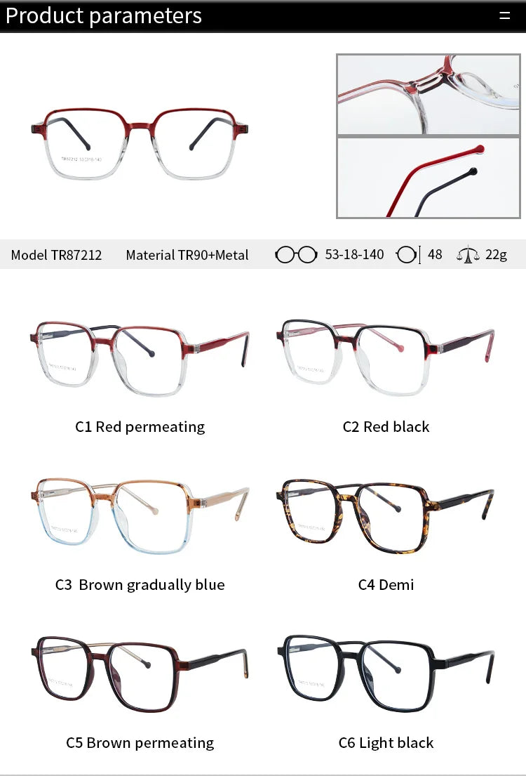نظارات طبية مربعة يدوية الصنع لعلاج قصر النظر