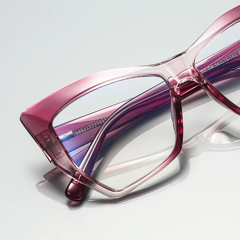 نظارات متعددة البؤر مصنوعة يدويًا بتصميم عين القطة، فوتوكرومية