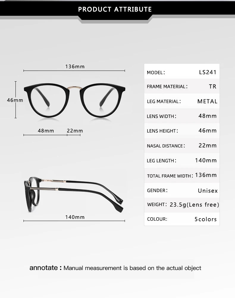 نظارات حماية من الضوء الأزرق دائرية الشكل مصنوعة من الأسيتات، مصممة لحماية من الضوء الأزرق التدريجي.