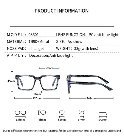 نظارات مربعة فوتوكرومية لتصحيح قصر النظر