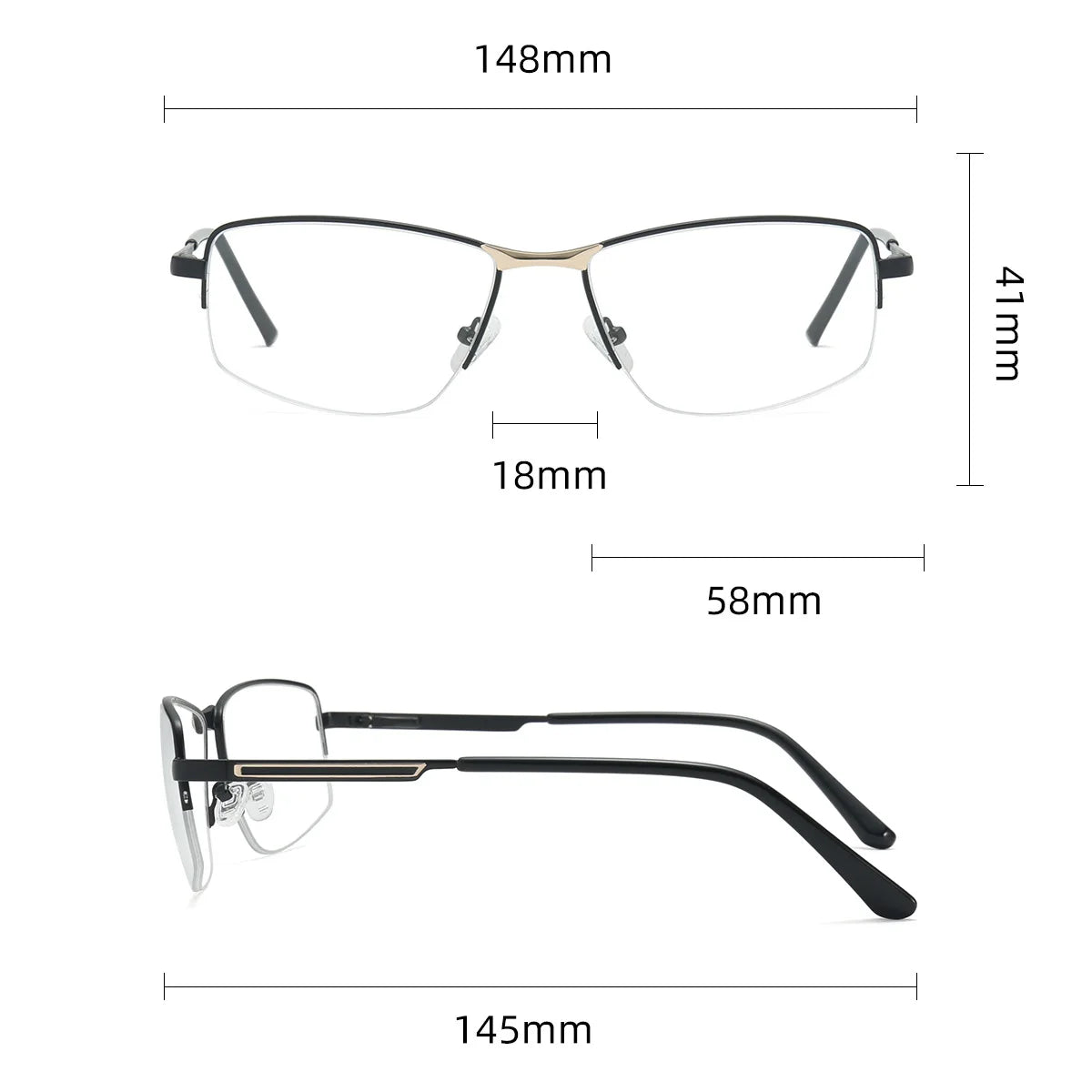 Half Rimless Photochromic Blue Light Glasses