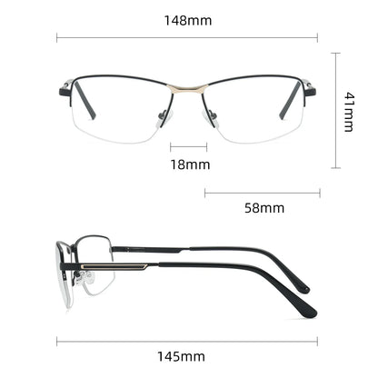 Half Rimless Photochromic Blue Light Glasses