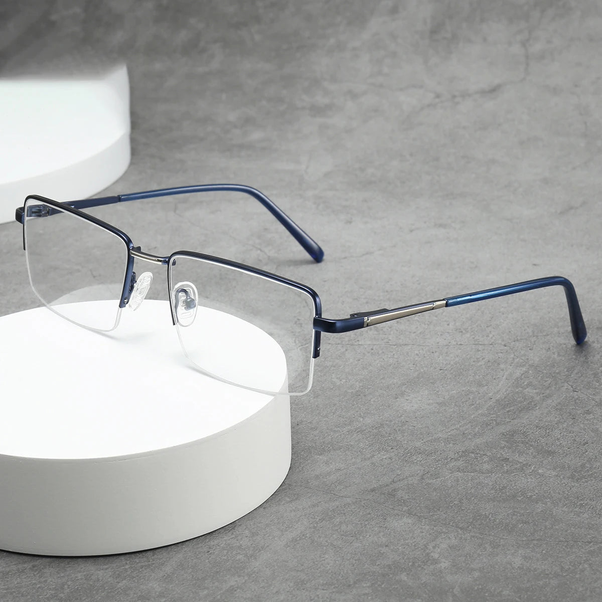 Half Rimless Rectangle Progressive Prescription Glasses
