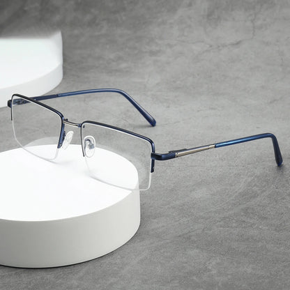 Half Rimless Rectangle Progressive Prescription Glasses