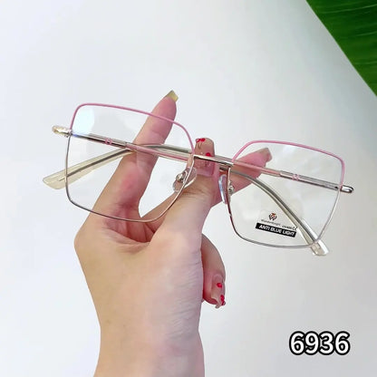 نظارات طبية لقصر النظر بضوء أزرق على شكل فراشة معدنية