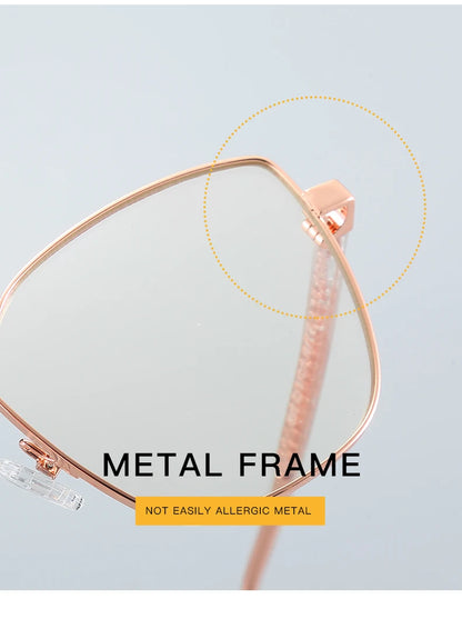 Cat Eye Metal Progressive Photochromic Glasses