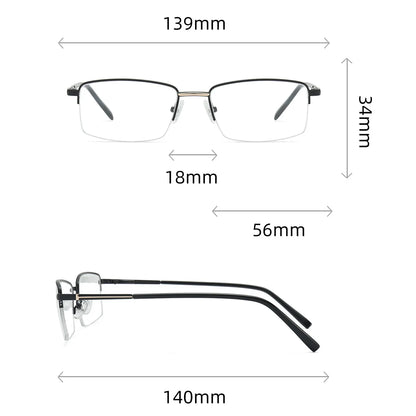 نظارات نصف إطار مستطيلة الشكل متعددة البؤر