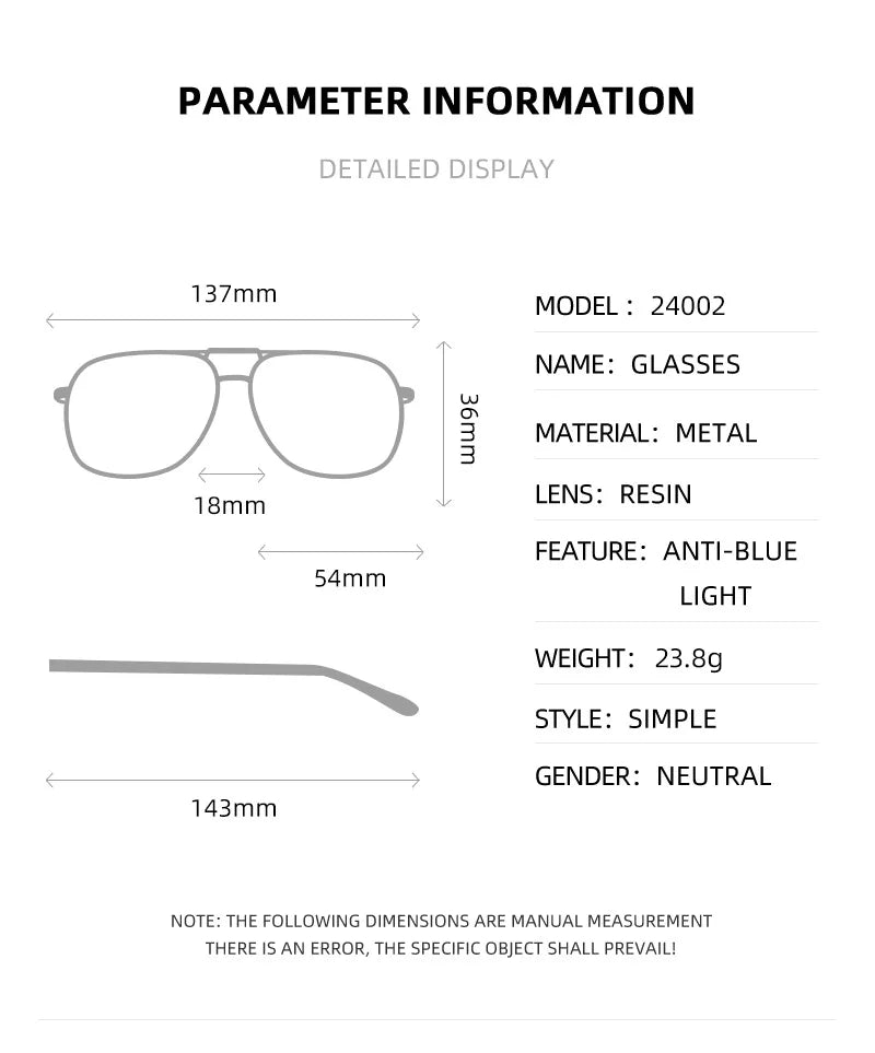 Rimless Photochromic Blue Light Progressive Glasses